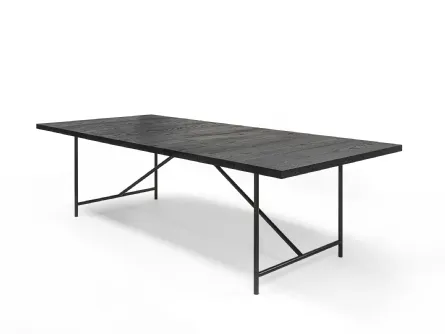 Tavolo Nervi Table con top in legno massello e base in tubolare di ferro vuoto di Riva1920