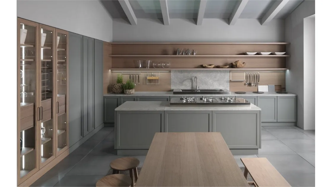 Cucina Classica Aeterna Contemporary in laccato opaco e essenza Rovere de L'Origine