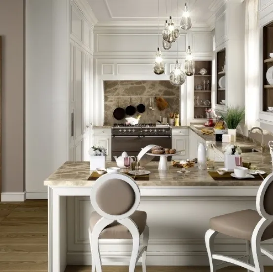 Cucina Classica con penisola Floral 3 de L'Ottocento