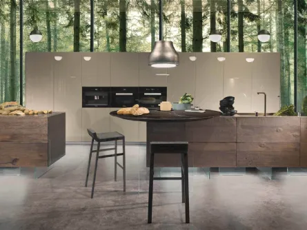 Cucina Design rotonda a isola in vetro effetto marmo Air Marble XGlass Marquina di Lago