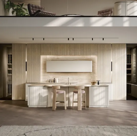 Cucina Design con isola Levante Etesia in laccato e legno de L'Ottocento