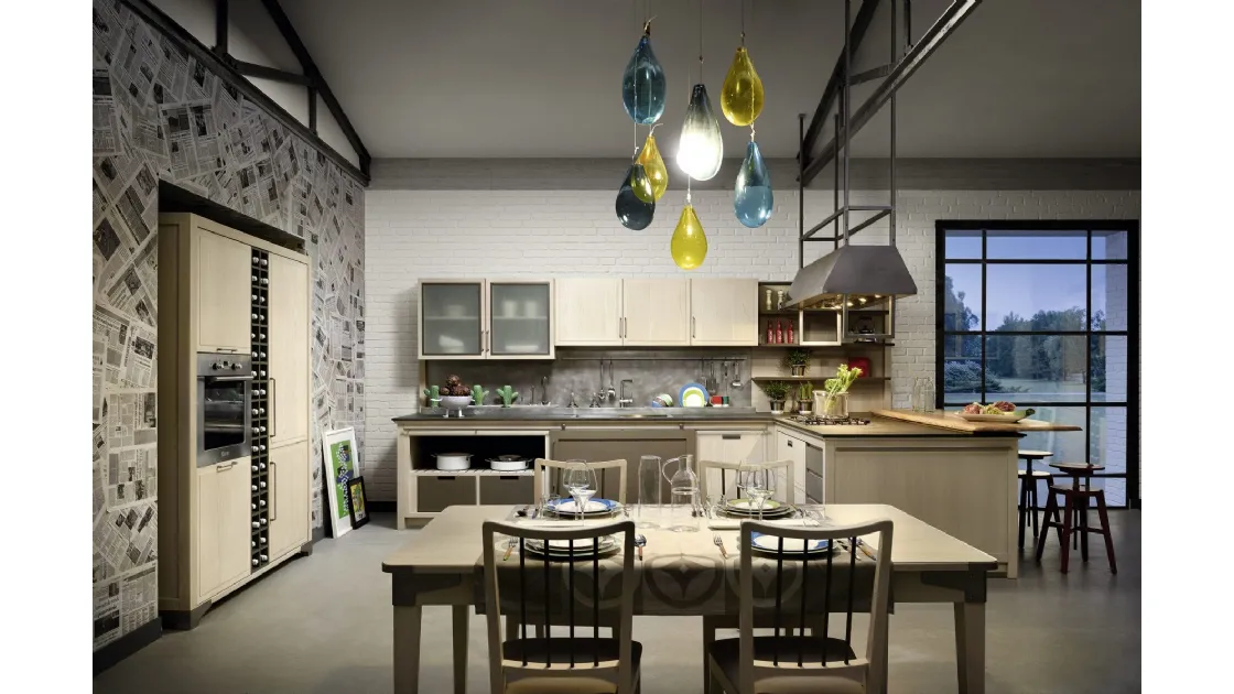 Cucina Design con penisola Industrial Chic 1de L'Ottocento