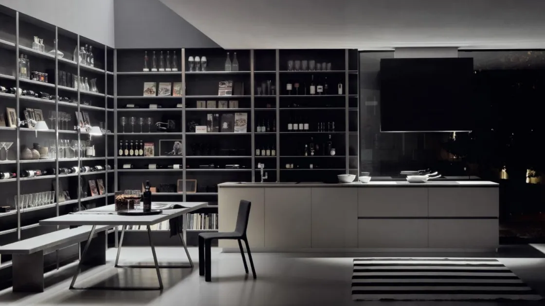 Cucina Design con isola MH6 in resina Grigio di Modulnova