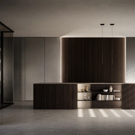 Cucina Design con isola Skill Legno di Modulnova