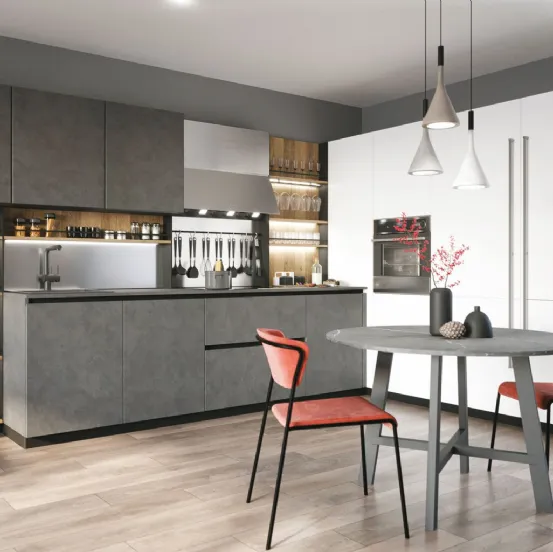 Cucina Moderna angolare Pratica 06 Tag in melaminico e laccato di La Casa Moderna