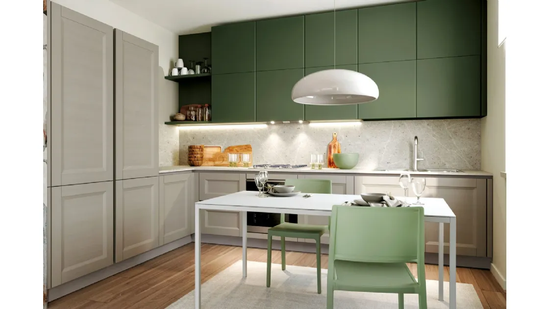 Cucina Moderna angolare Pratica 01 Ada in materico laccato di La Casa Moderna
