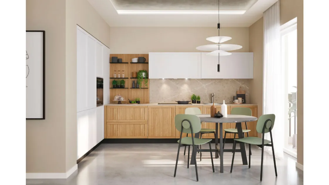 Cucina Moderna angolare Pratica 04 Brera in legno e laccato di La Casa Moderna