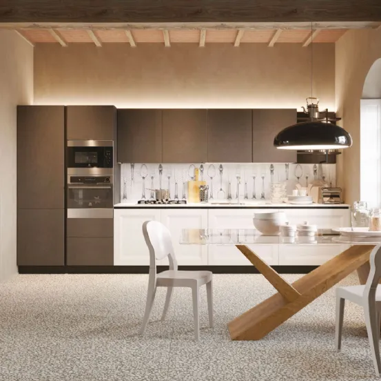 Cucina Moderna lineare Pratica 02 Ada in laccato e melaminico di La Casa Moderna
