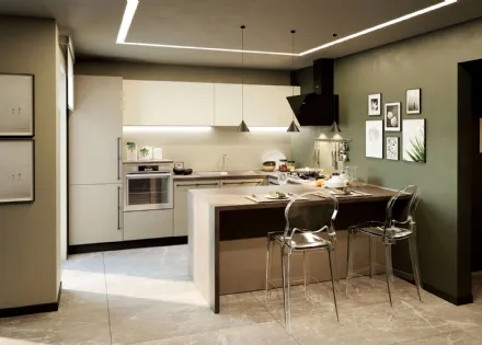 Cucina Moderna con penisola Pratica 03 Carol di La Casa Moderna