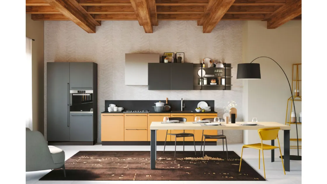 Cucina Moderna lineare Pratica 07 Tag in laccato e melaminico di La Casa Moderna
