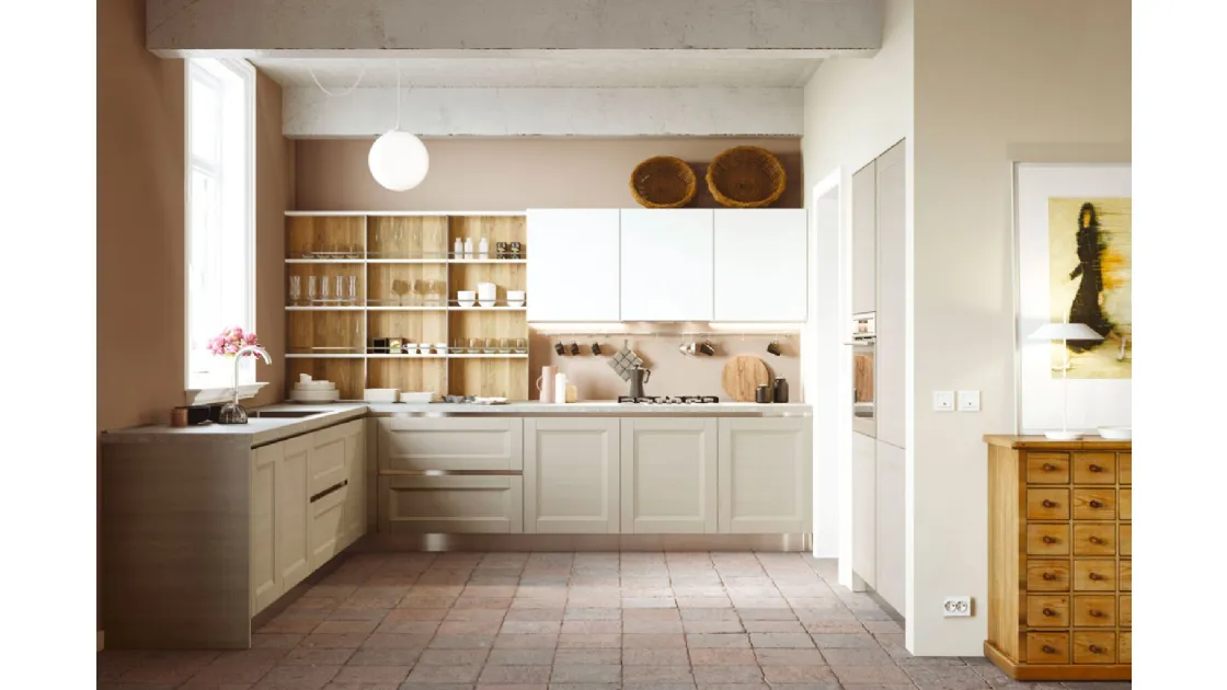 Cucina Moderna angolare Pratica 02 Ada in materico laccato di La Casa Moderna