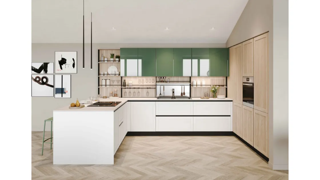 Cucina Moderna con penisola Pratica 2412 di La Casa Moderna