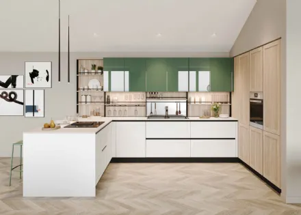 Cucina Moderna con penisola Pratica 2412 di La Casa Moderna