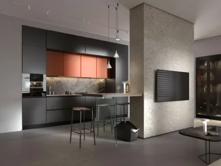 Cucina Moderna lineare Pratica 01Tag in Pet e laccato di La Casa Moderna