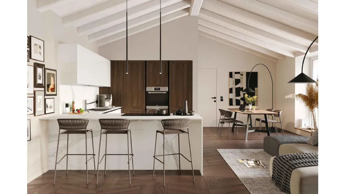 Cucina Moderna con penisola Pratica 2512 di La Casa Moderna