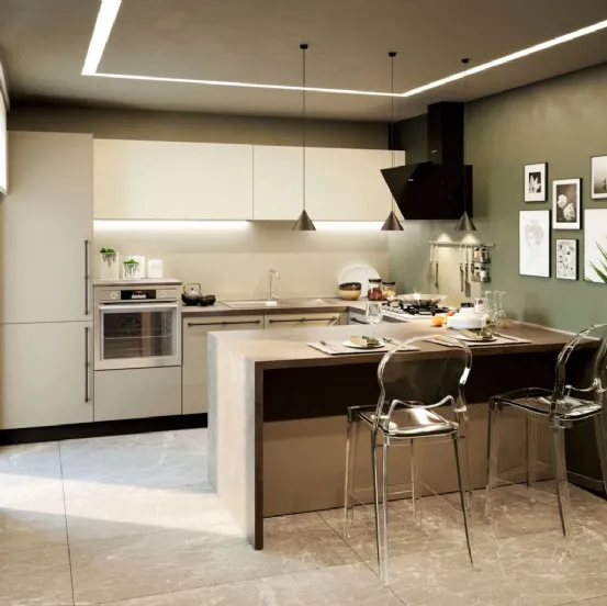 Cucina Moderna angolare con penisola Pratica 03 Carol di La Casa Moderna