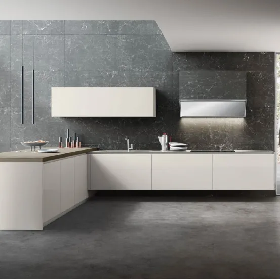 Cucina Moderna Sistematica con penisola 01 Lamina di La Casa Moderna
