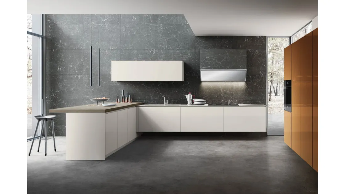 Cucina Moderna Sistematica con penisola 01 Lamina di La Casa Moderna