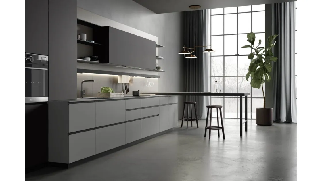 Cucina Moderna Sistematica lineare con penisola 02 Tratto di La Casa Moderna