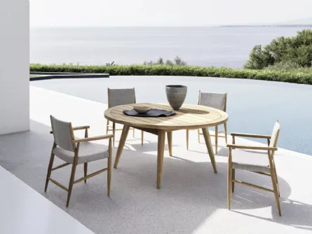 Tavolo rotondo Eidos in teak di Gervasoni